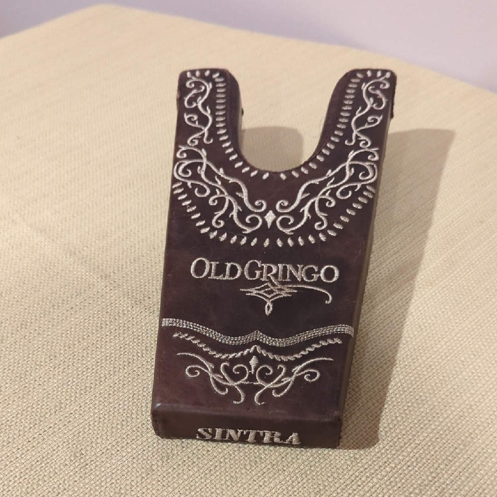 Old Gringo Sintra Dark Brown Leather Boot Jack with White Embroidery